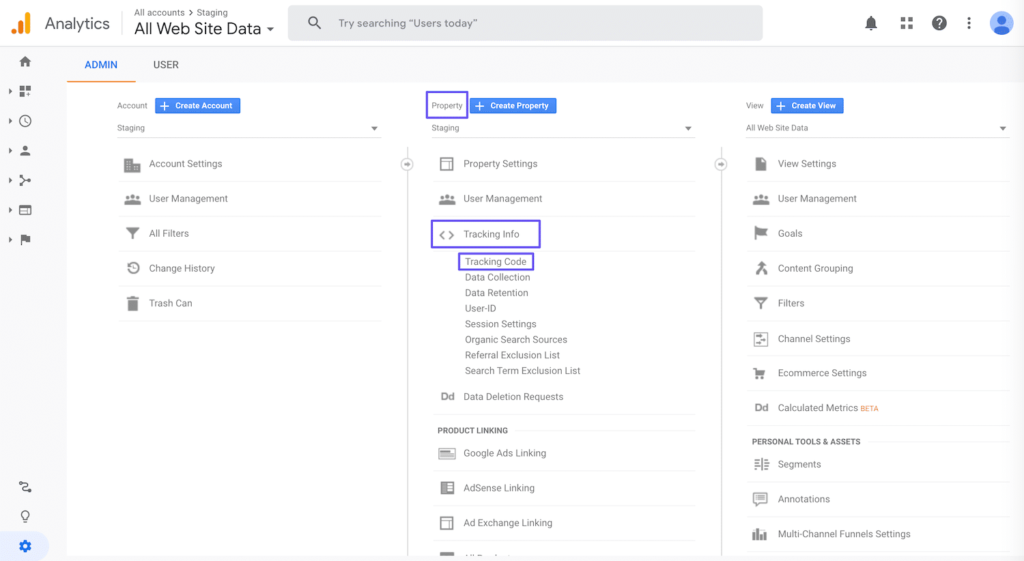 google analytics property tap