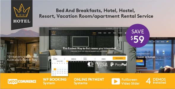 Hotel Queen - Hotel Booking WordPress Theme