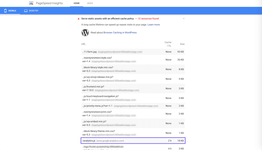 pagespeed insights analytics 