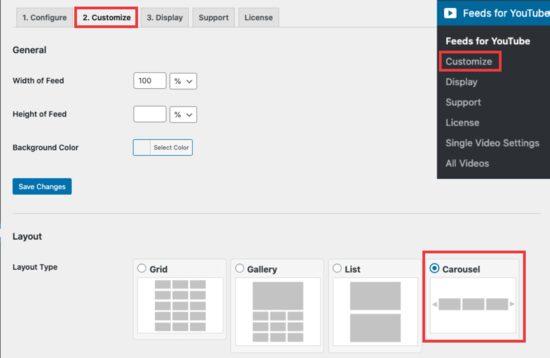 customize carousel option