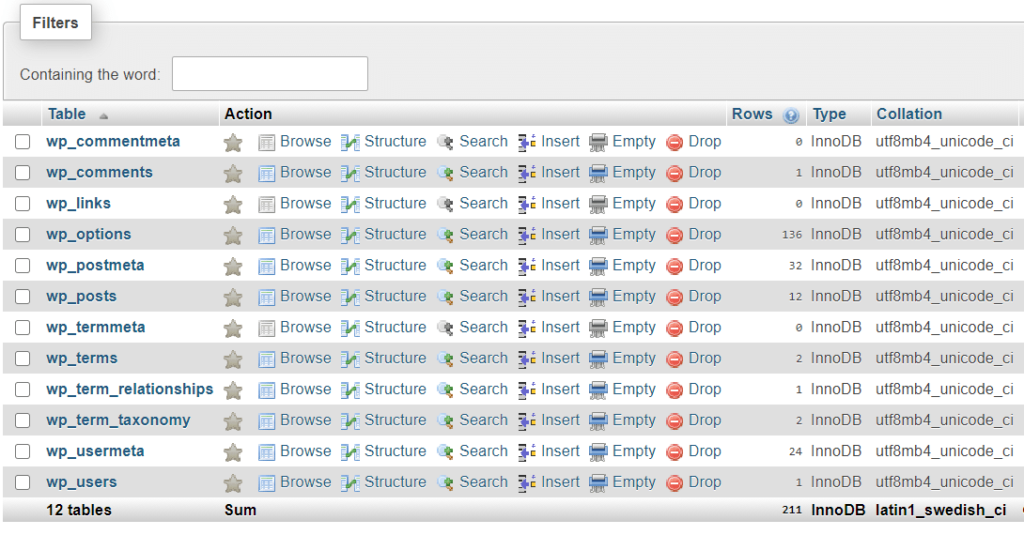 How to Backup WordPress Website (2 methods) 3 database tables