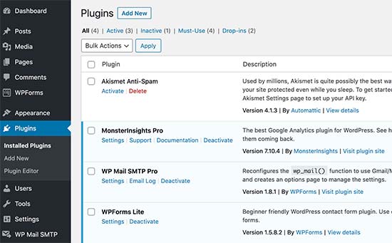 installed active plugins how to install wordpress plugins
