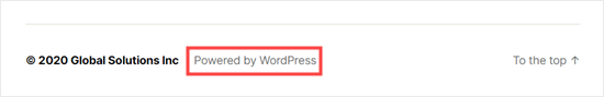 powered by wordpress footer