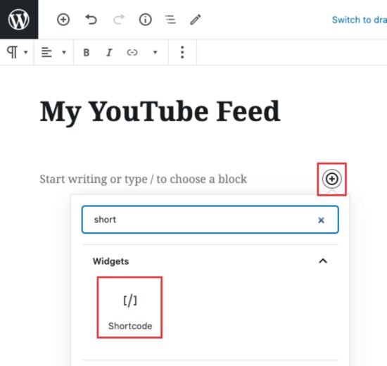 shortcode block