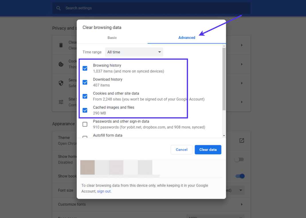 shortcut for clearing cache chrome mac