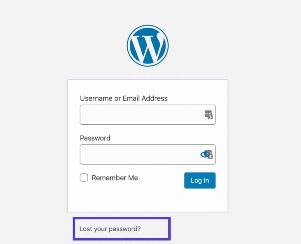 wordpress reset password