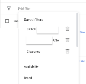 google merchant center product filter