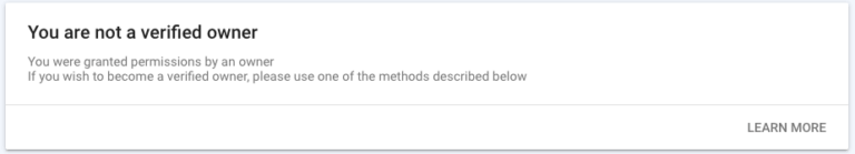 search console not verified owner