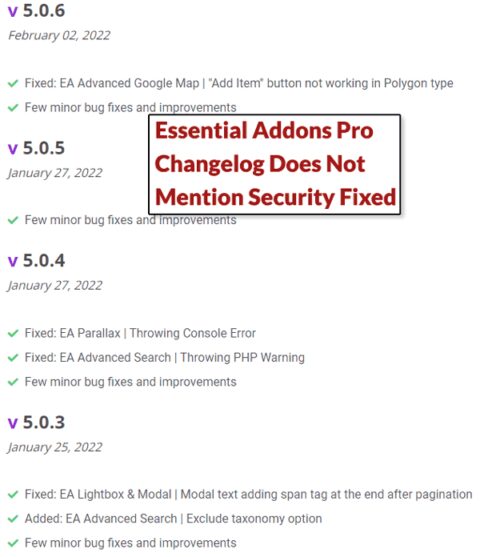 essential addons pro changelog