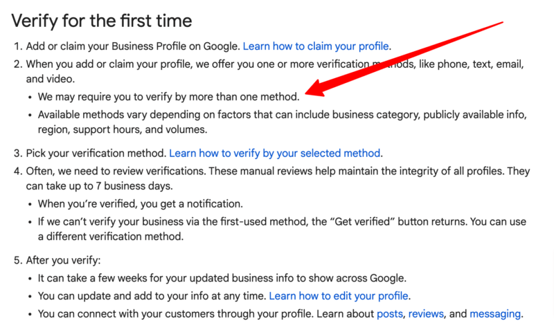 google business profules additional verification