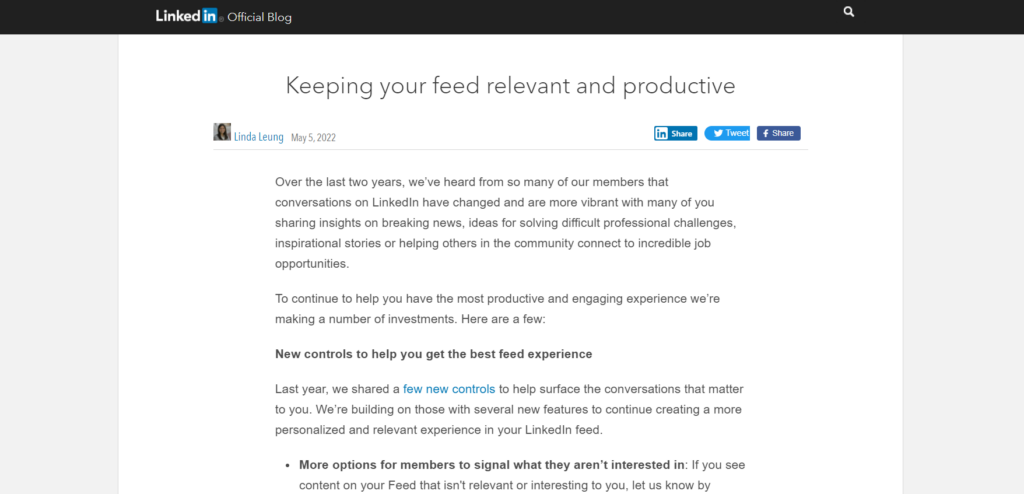 linkedin changing feed