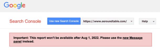 google search console old messages going away