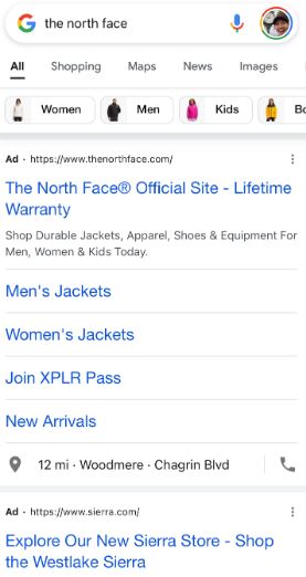the north face google search