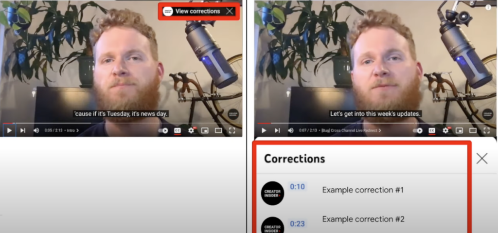 youtube corrections example