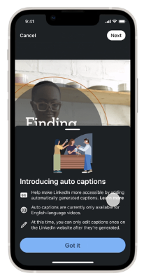 linkedin introduces auto captions
